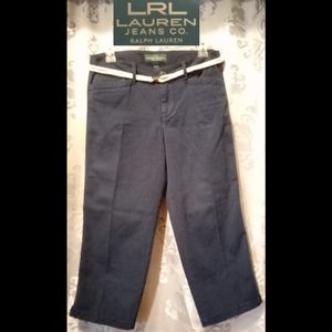 LRL Lauren Jean Co Navy Blue Capri Pants w/ Rope Belt NWOT *Size 2